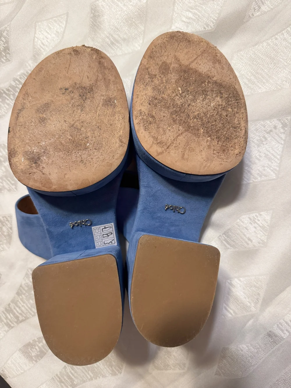 Chloe Blue Suede Platform Mule Sandals